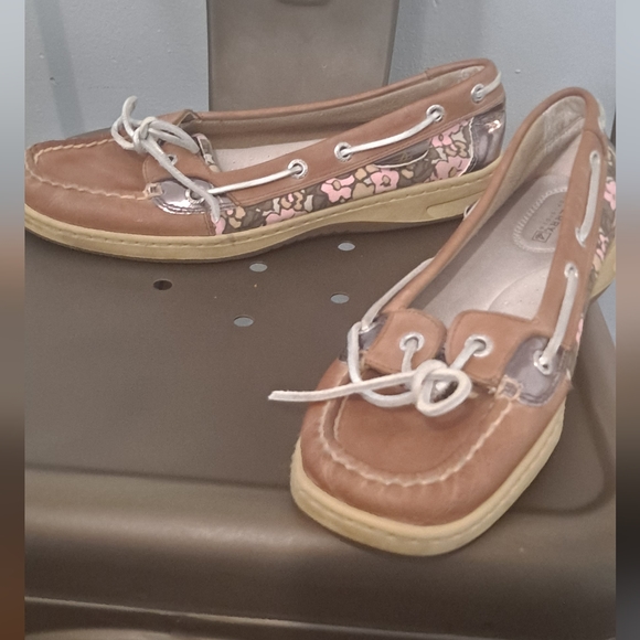 Sperry Shoes - Sperry leather top sider boat shoes flats with floral accents